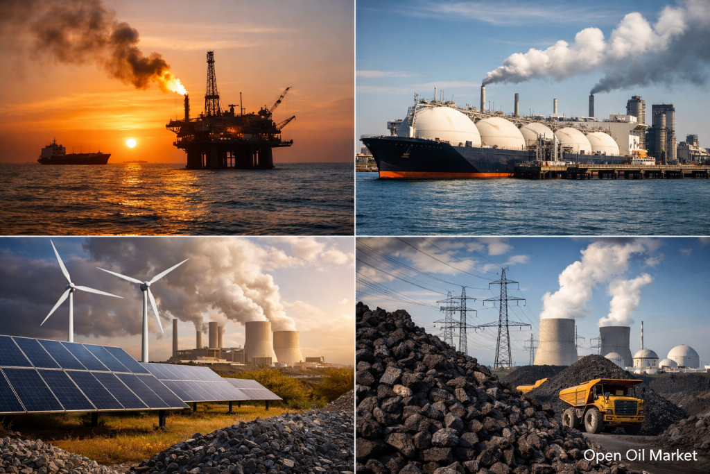 বিশ্ব শক্তি বাজার তেল গ্যাস LNG বিদ্যুৎ নবায়নযোগ্য শক্তি কয়লা রিফাইনারি ১ এপ্রিল ২০২৬